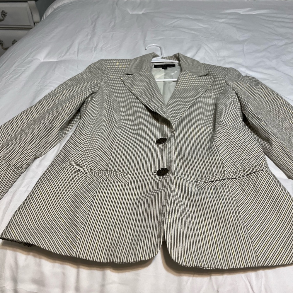 Green white and gold striped size small blazer